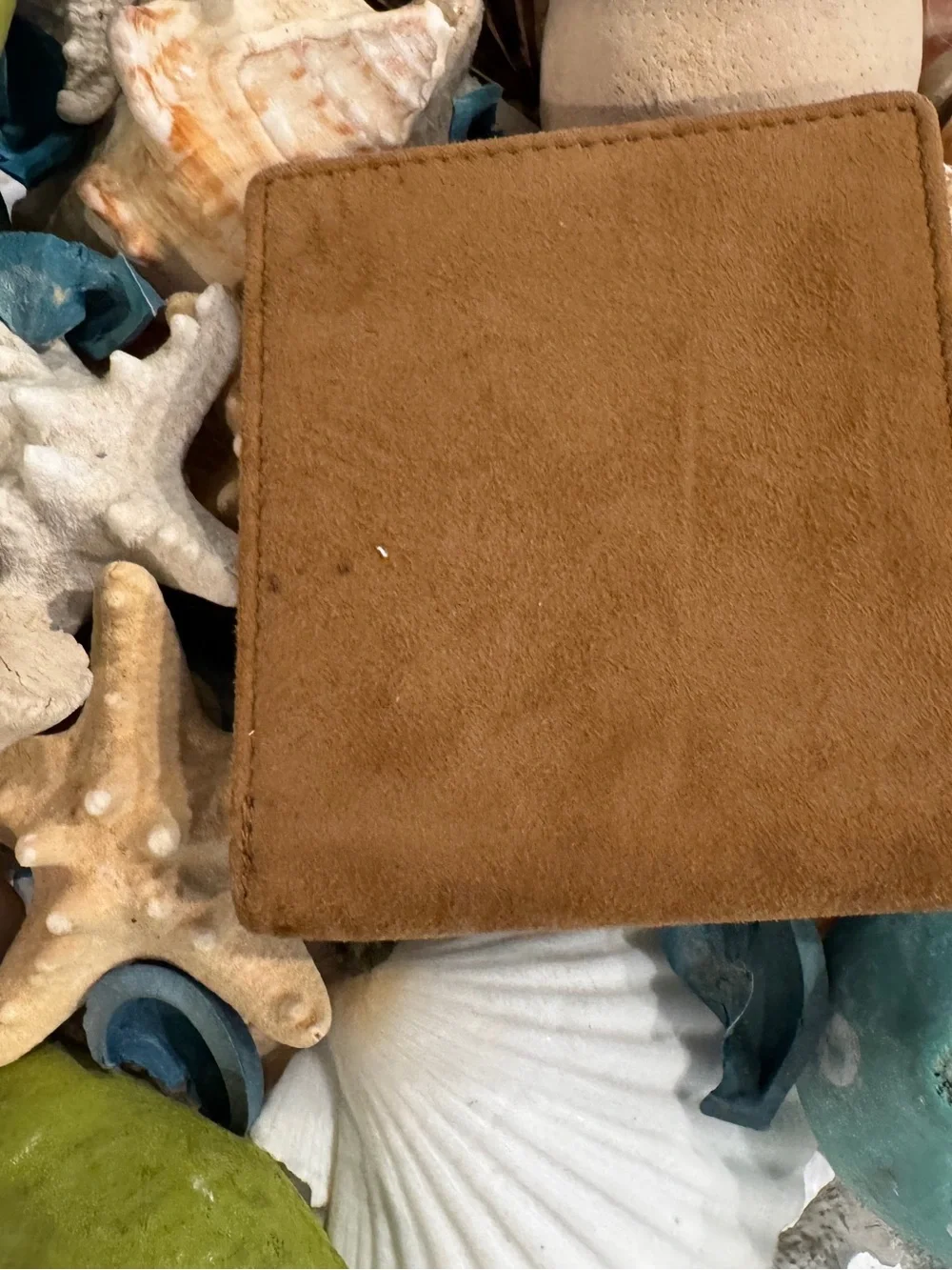 Orvis Brown Suede Card & Key Holder  has a small ink mark